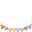 Breling Felt Heart Garland Banner 5.25 Feet Long String of Hearts Garland 18 Handmade Valentines Decorations for Gothic Bridal Shower Party Wedding Wall Decors (Macaron)