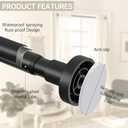 BRIOFOX Shower Curtain Rod Adjustable 18-78 Inch, Stainless Steel Spring Tension Shower Rod No Drilling Non Slip, Matte Black (18-78 Inch, Matte Black)