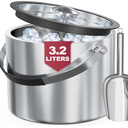 3.2L Double Wall Stainless Steel Ice Bucket with Lid,Scoop, Updated Insulated Ice Bucket for Cocktail Bar and Parties