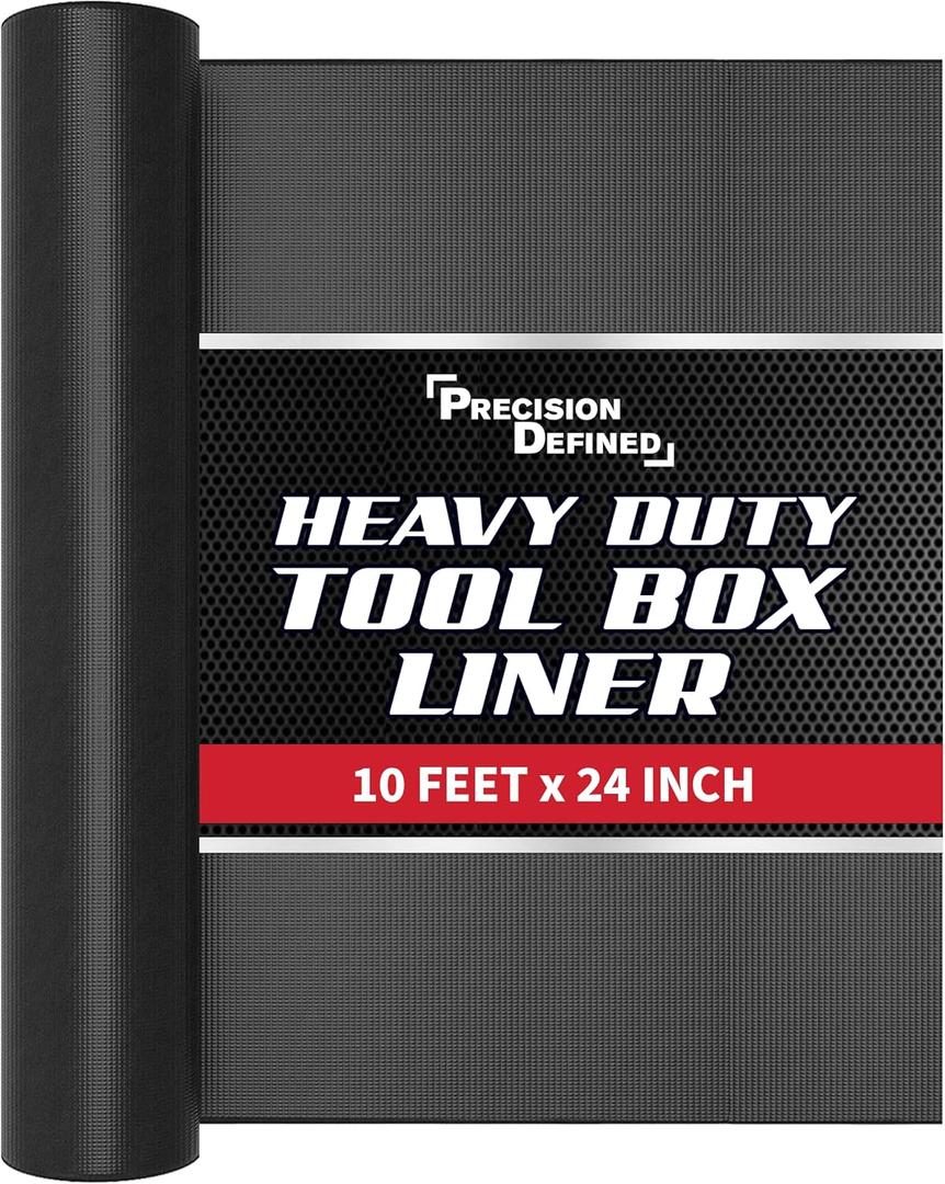 Precision Defined Professional Grade Tool Box Liner, 10 ft x 24", Black | Tool Box Drawer Liner, Shelf Liner Non Slip Mat, Thick Cabinet Shelf Liner, Toolbox Drawer Liner