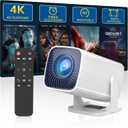 Mini Projector, Portable Outdoor Projector 4K Supported, Short Throw Movie Projector Compatible with Smartphone, TV Stick, Laptop, Game Consoles