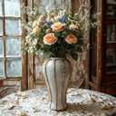 White and Gold Vases for Centerpieces,White Gold Ginger Jars for Home Decor,Large Gold Vases for Kitchen Counter,Vintage Vase with Lid,Birthday Anniversary (18 in)