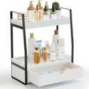 2-Tier Bathroom Organizer Countertop, Bathroom Sink Organizer Countertop, Vanity, Counter Shelf, White