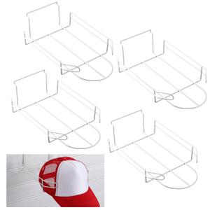 Yexiya 4 Pcs Wire Hat Display for Slatwall Baseball Hat Rack Retail Display Shelves Organizer for Merchandise Wall Door Closet Office Bedroom Store Slatwall Accessories, White