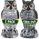 TRAYDER 2 Pack Fake Owl Decoys Large, 10.7" Outdoor Decorations Anti Bird Repellent Owls for Garden Deterrent, Scarecrow Horned Owl Statue Decoy to Scare Birds Away, Suit Backyard, Patio Decor