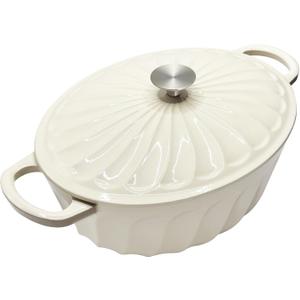 Enameled Oval Dutch Oven Pot with Lid, 7 QT Cast Iron Dutch Oven with Dual Handles for Cooking, Bread Baking, Frying, Non-stick Enamel Coated Oven (White) (7 QT White)
