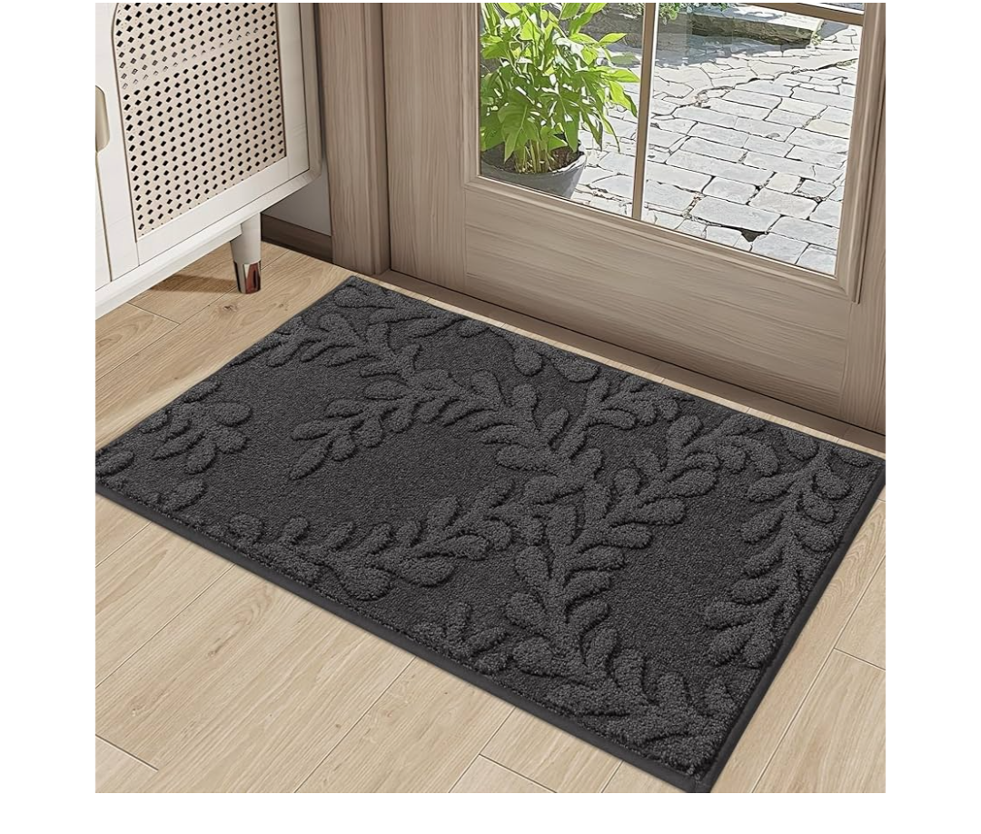 BEQHAUSE Door Mats 20”x32”, Non-Slip TPR Backing Entryway Doormat, Super Absorbent Welcome Mat for Front Door, Mud Shoes & Paws, Washable Entry Rugs, Dark Grey