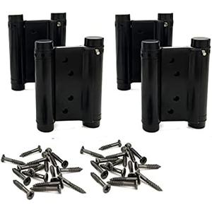 2 Pairs (4Pcs) 3inch Double Action Spring Hinge Stainless Steel Cafe Saloon Door Swing Self Closing Black with Screws