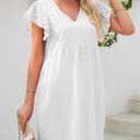 Dokotoo Womens Summer Dresses V Neck Ruffle Sleeve Cut-Out Embroidery Eyelet Lace Dress (White, M)