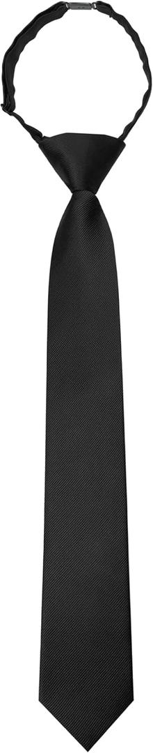 JEMYGINS Solid Color Boys Tie Pre-tied Adjustable Kids Necktie for Age 8-12 Wedding School Graduation (Black)