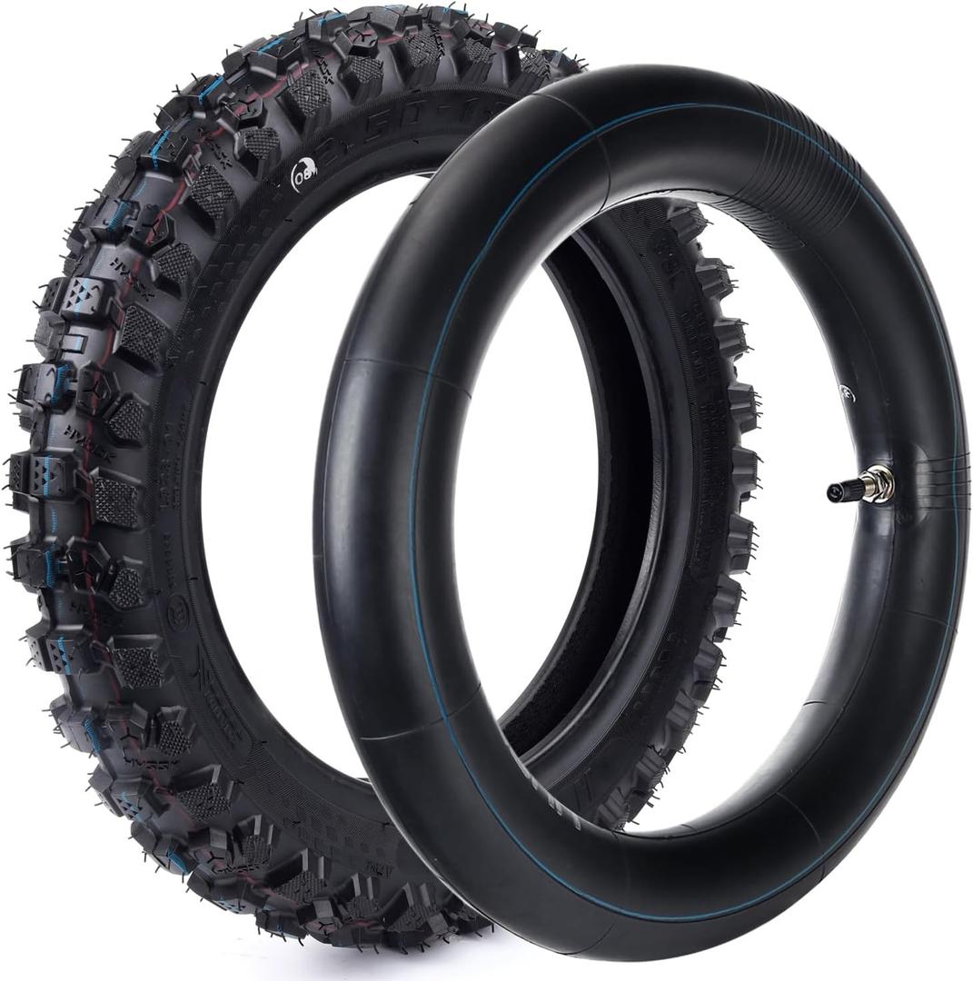 Wear-Resistant, Hyssk 2.50-10 6PR 38L DOT-Certified Heavy-Duty Dirt Pit Bike Front & Rear Tire and Inner Tube | Deep Tread | Fits CRF50/PW50 & 50cc Off-Road Bikes, 2.50/2.75-10