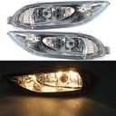 2-Pack Clear Lens Bumper Driving Fog Light Assembly with Switch Wiring Kit Replacement for Corolla 2005-2008, Camry 2002-2004, Solara 2002-2003