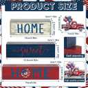 Cinnvoice 4 Pcs Patriotic 4th of July Wooden Block Decor 250th Anniversary Red Blue and White Tiered Tray Signs Home Sweet Home Tabletop Centerpiece for Kitchen Shelf Decoration Housewarming Gifts