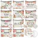 Kacctyen 20 Pcs Floral Inspirational Gifts Canvas Cosmetic Bags Compact Mirrors Makeup Bags Thank You Travel Toiletry Pouch Bulk Mothers Day Gift for Church Mom Women Teacher Coworker Employee