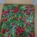 Joyhalo 2 Pack 5.9FT Snow Christmas Garland with Lights Battery Operated, Olive Garland with Red Berries Christmas Decorations Prelit Garland for Indoor Outdoor Fireplace, Staircase and Mantel Decor