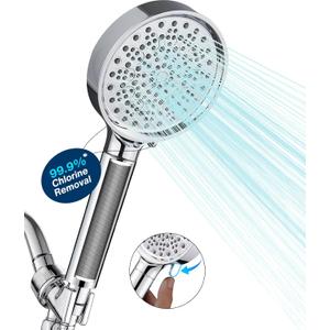 Cobbe Filtered Shower Head with Handheld - Filters Over 99% Of Chlorine - 2.0 Carbon Shower Head Filter System - Water Softener Filters Beads for Hard Water - Reduces Dry Itchy Skin, Chrome (1. Chrome (2.0 Carbon))