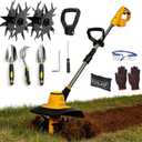 Cordless Tiller Cultivator Compatible with Dewalt 20V MAX Battery, Electric Garden Tiller w/360 RPM, 9In Tilling Width & 7In Depth, Rototiller for Lawn/Soil Cultivation (Battery Not Included)