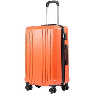 Coolife Luggage Suitcase PC+ABS with TSA Lock Spinner Carry on Hardshell Lightweight 20in 24in 28in (orange, L(28IN))