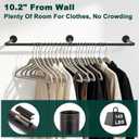 Industrial Pipe Clothes Rack, 50" Wall Mounted Iron Garment Rack, Heavy Duty Space-Saving Clothing Bar, Multi-Purpose Hanging Rod for Bedroom, Laundry Room and Closet Storage, Black