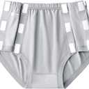Post Surgery Tearaway Underwear for Women, Reusable Stick-On Briefs, Incontinence & Elderly Care, Hip Knee Surgery, Breathable Cotton, Gray, L 