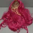 BERON Hot Pink Wig Long Wavy Rose Pink Wig with Bangs for Women Rose Red Wigs Synthetic Wigs with Cap