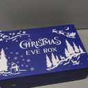 WRAPAHOLIC 1 Pcs Christmas Gift Box with Lid - 13.3 x 9 x 4 Inches Blue and White Christmas Eve Box Lettering Design Collapsible Gift Boxs with Magnetic Closure and 2 Pcs Tissue Paper