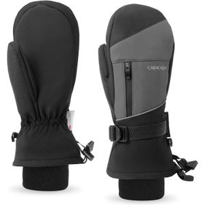 Winter Ski Mittens for Men Women Cold Weather- Warm Snow Mitts Gloves Waterproof & Windproof for Snowboard Snow Sports (Small-Medium, Black)