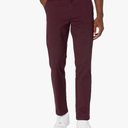 Essentials Men's Straight-Fit Casual Stretch Khaki Pant, Burgundy, 36W x 29L