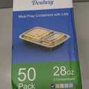 Dealusy 50 Pack (100-Piece) 28 oz Meal Prep Containers Reusable with Lids 2-Compartment, Sturdy Leakproof Food Safe, Microwave Freezer Dishwasher Safe, To Go Take Out Plastic Food Storage, Black