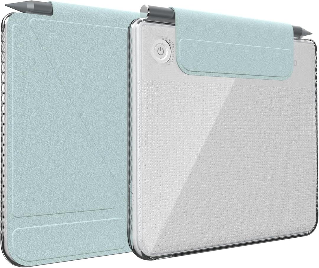 TUDIA M-FLIP Detachable Clear Magnetic Case for Kobo Libra Colour (2024) - [Auto Wake/Sleep] Shockproof Slim Transparent Back Magnetic Fold Cover with Stylus Holder (Baby Blue)