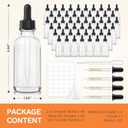 Bumobum 48 Pcs, 2 oz Clear Glass Dropper Bottle with 4 Extra Glass Dropper, 1 Funnel, 1 Pipette, 80 Labels, 60ml Travel Bottles for Essential Oils, Perfume, Hair Oil, Liquids - Leakproof