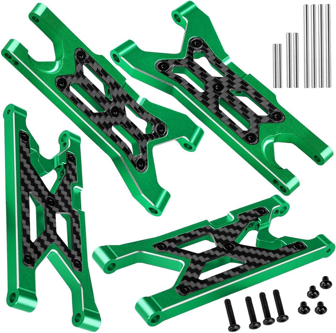 Aluminum Suspension Arms A-Arms Upgrades Part for Arrma 1/10 Granite/Senton/Vorteks 3s Blx 4X4 Mega 550,4PCS RC Suspension A Arms Hops up,Green