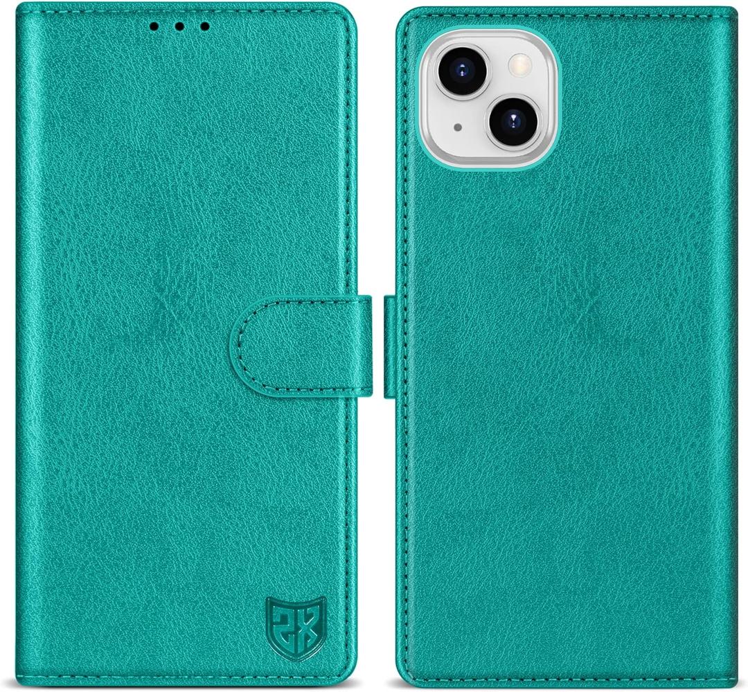 ZZXX for iPhone 14 Wallet Case with [RFID Blocking] Card Slot Kickstand Magnetic Closure Leather Flip Fold Protective Phone Case for iPhone 14 Case Wallet(Lake Blue-6.1 inch)