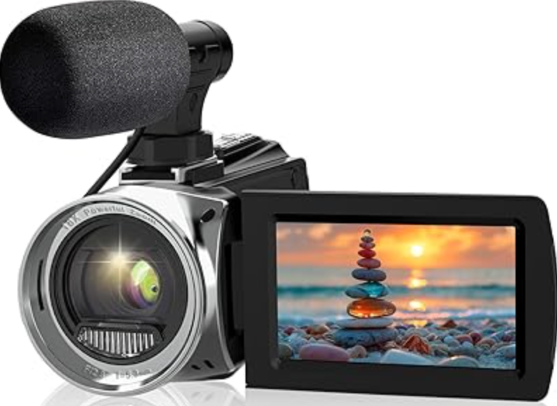 Video Camera Camcorder 4K 48MP Digital Vlogging Camera for YouTube 3.0 Inch 270°Rotation LCD Screen 18x Digital Zoom Video Recorder with Microphone, 2 Batteries