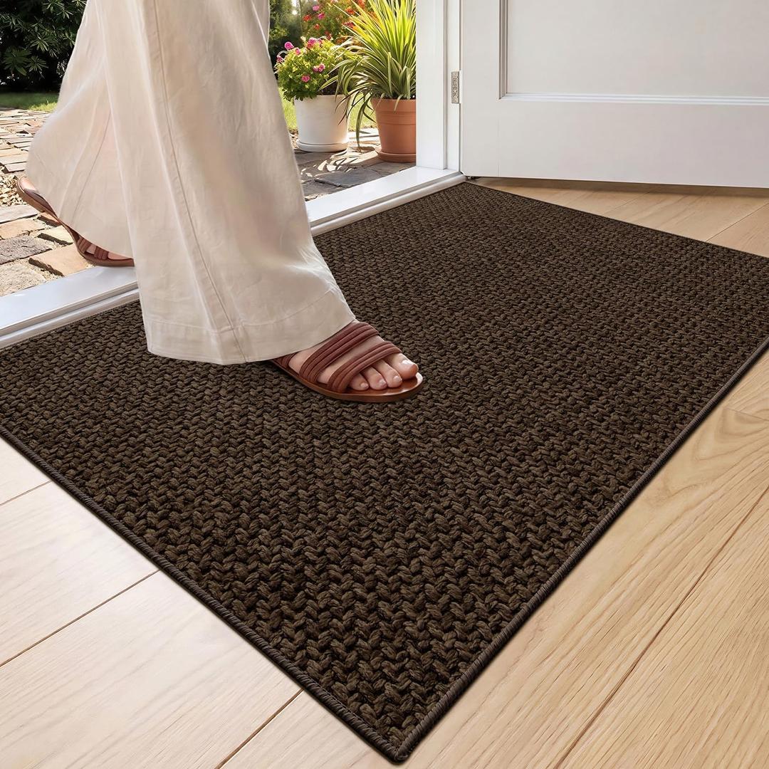 Color&Geometry Ultra-Thin Indoor Door Mat Entrance, 24"x36" Brown