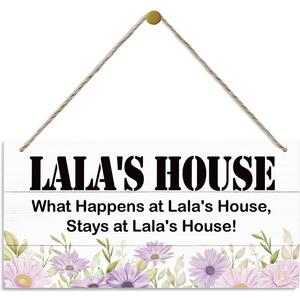 Rustic Decorative Wooden Wall Sign, 30*15cm, Wood, Perfect for Indoor/Outdoor Decor & Occasional Use, What Happens at Lala's House, Stays at Lala's House
