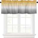 ALAGEO Valances Curtain Yellow and Grey Ombre Kitchen Curtain Valances Gradient Gradual Color Window Treatment Short Topper Curtains for Kitchen Bathroom Living Room 1 Panel 42"x12"