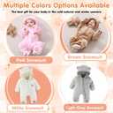 Fairy Baby Newborn Baby Bear Outfit With Fold-Over Mittens Footies Thin Fleece Romper Hooded Jumpsuit Winter Coat Girls Boys (White, 0-3 Months)