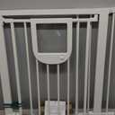 Babelio Baby Gate with Adjustable Cat Door,29-43" Auto Close Durable Pet door for Stairs, Doorways and House, Pressure Mounted, Easy Install, Effortless Walk Thru, White