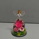 Flomoon Gifts for Women Preserved Roses for Valentines Day in Glass Angel Figurine Real Colorful Roses Forever Flowers Birthday Gifts for Her Grandma Sister Daughter Wife, Hot Pink (Large)