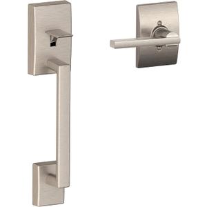 Schlage FE285 CEN 619 LAT CEN Century Front Entry Handleset with Latitude Lever, Lower Half Grip, Satin Nickel (Century Interior Trim)