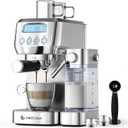AMZCHEF Espresso Machine, Auto Milk Frother, 20 Bar Pressure, Silver