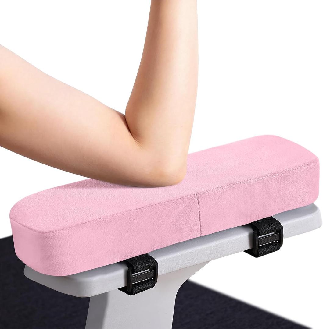 Smiry Ergonomic Office Chair Armrest Pads, Memory Foam Arm Rest Covers, Non-Slip Armrest Cushion with Adjustable Buckles and Straps, Elbow Relief for Desk, Gaming & Wheelchair (Pink, Set of 2)