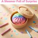 Dumpling Squishy,Dumpling Squishy Mystery Box Glitter Sensory Fidget Balls Stress Relief Hand Toy for Adults & Teens, Easter BasketStuffers with Mini Food Steamer Stretchy Desk Toys (Style A)