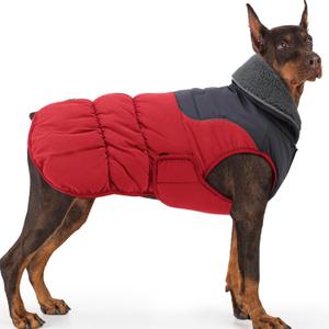 EMUST Winter Dog Coat XXXL, Waterproof Small Medium Large Dog Snow Jacket Vests for Winter, Turtleneck Pet Apparel Snowsuit for Cold Weather, Red