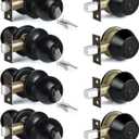 BESTTEN 4 Pack All Keyed Same Exterior Door Knob with Key Lock and Deadbolt, for Entrance and Front Door, Matte Black