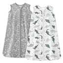 Unnivoll Baby Sleep Sack 12-18 Months 1.0 Tog Baby Wearable Blanket 100% Cotton Sleeping Sack with 2-Way Zipper for Toddler Infant Gray White Dinosaur