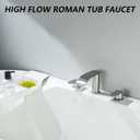 Roman Tub Faucet, High Flow Waterfall 3 Hole Bathtub Faucets Sets Deck Mount Bath Tub Faucet, Brushed Nickel