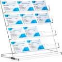 Business Card Holder for Desk 12 Slots Freestanding Acrylic Business Card Holder Display Stand Multiple Organizer for Office Meeting Exhibition Home