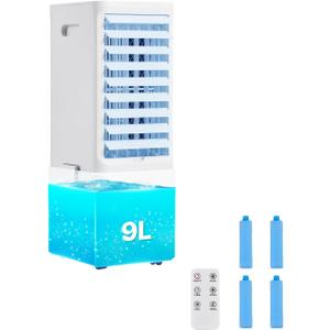 VEVOR Portable Air Conditioner, 9L 550 CFM Swamp Cooler Air Conditioner with 12H Timer & Remote Control, 3-Speed Evaporative Air Cooler with 2 Ice Boxes, Quiet & Movable, Ideal for Outdoor Indoor Use